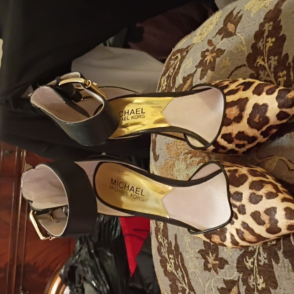 Michael Kors Leopard and Black Heels